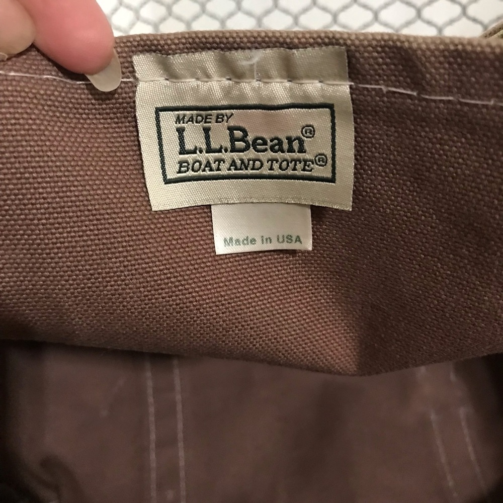 L.L.Bean Brown Canvas Tote with Olive Green Straps - Picture 9 of 9